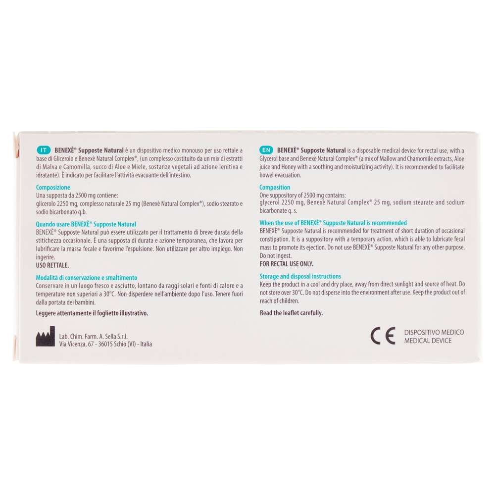 Benexè Intestino Supposte Natural con Glicerolo e Benexè Natural Complex Adulti 12 x 2500 mg
